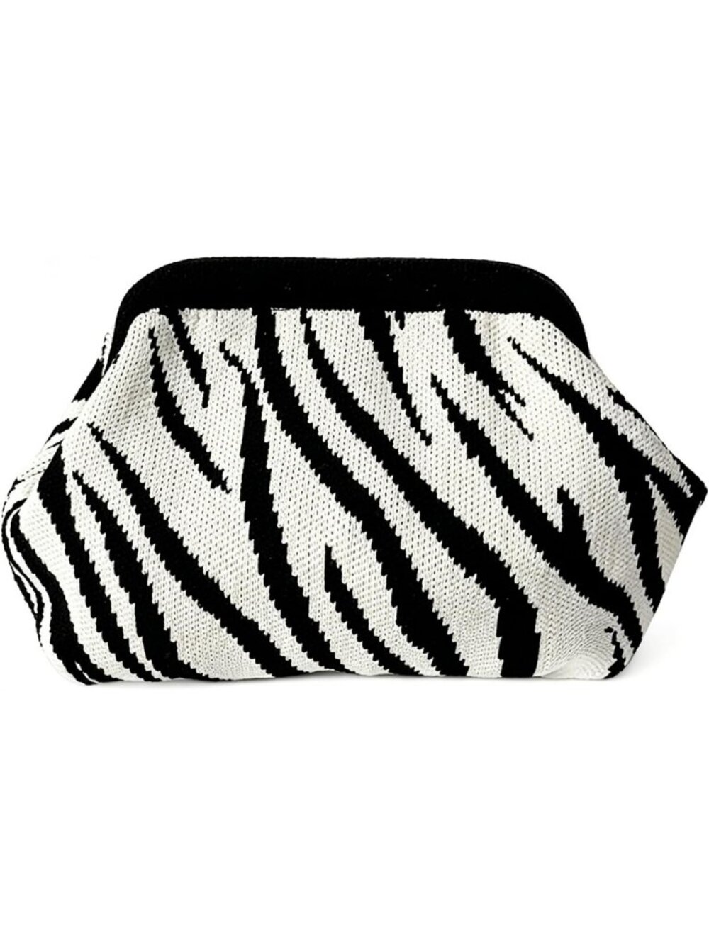 Zebra Print Clutch Purse, Knit Crochet Striped Evening Bag for Women, Chic